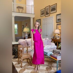 NWT Julia Amory Magenta Pink Park Avenue silk dupioni skirt XS